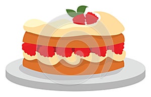 Cake with rasberries illustration, vector