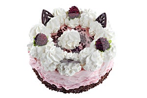 Cake with raspberries; clipping path