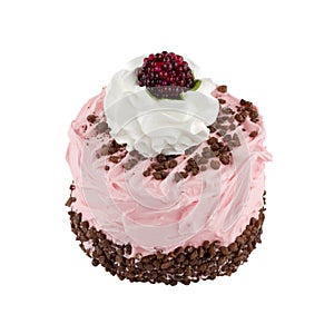 Cake with raspberries; Clipping path