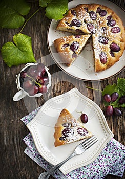 Cake with red grapes