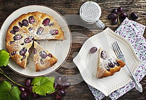 Cake with red grapes