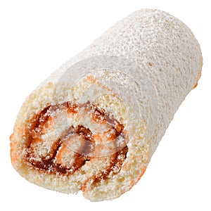 Cake roll with cream filling isolated