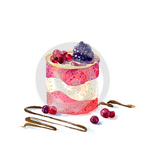 The cake round shape dessert cake watercolor