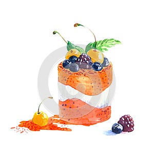 The cake round shape dessert cake watercolor