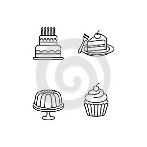 Cake set outline artwork design