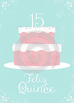 Quince birthday cake and text photo