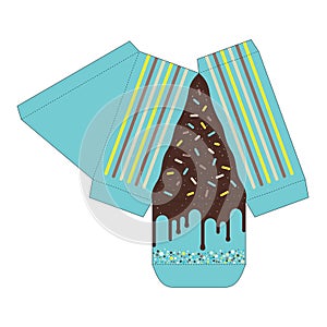 Cake slice box cutout template. Favor box