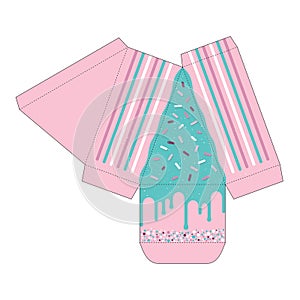 Cake slice box cutout template. Favor box