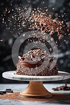 cake is sprinkled with chocolate photo