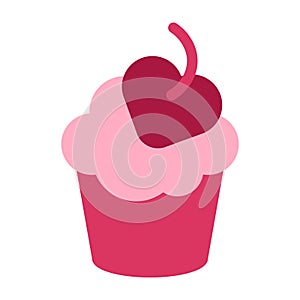 Cake sweet dessert on valentine day icon vector