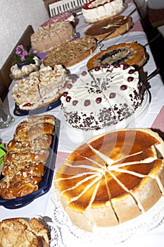 Cake and tartes buffet. birthday celebration party