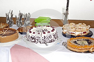 Cake and tartes buffet. birthday celebration party