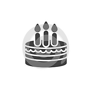 Cake with three candles vector icon