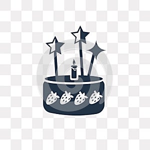 Cake with Three Candles vector icon isolated on transparent back