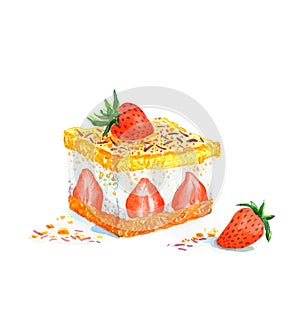 The cake triangular dessert cake watercolor