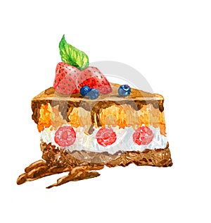 The cake triangular dessert cake watercolor