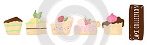 Cake vector chocolate confectionery cupcake and sweet confection dessert with whipped cream, berries and fruits, vector art