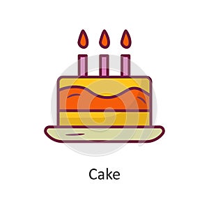 Cake vector Fill outline Icon Design illustration. Holiday Symbol on White background EPS 10 File