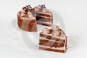 Cake on a white background with tenderloin
