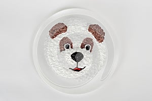 Cake on a white background with tenderloin