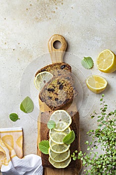 Cake with zucchini, chocolate and orange zest