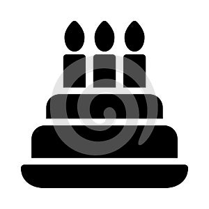 Cakebirthday vector glyph flat con
