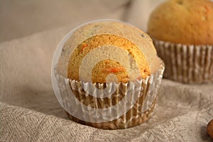 Cakes with almonds on the table