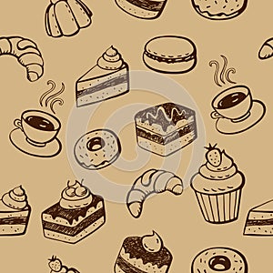 Cakes And Desserts Seamless Pattern