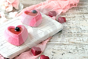 Cakes in the form of heart on the day of the holy Valentine