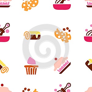 cakes ice cream sweet colorful seamless pattern vector