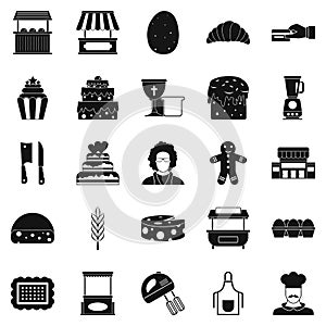 Cakes icons set, simple style