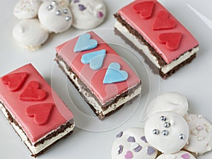 Cakes with love hearts