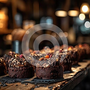 Cakes On Stone In Rustic Pub. Generative AI