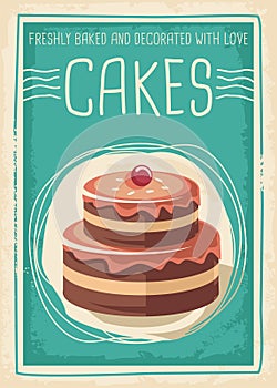 Cakes and sweets retro poster design