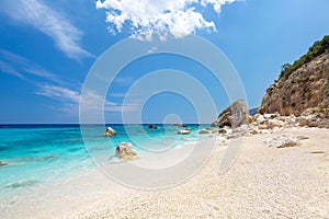 Cala Biriola beach in Sardinia, Italy on a clear summer day