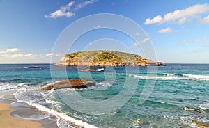 Cala Comte Beach in Ibiza, Spain