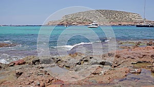 Cala conta Ibiza beach, ibiza beach with boats