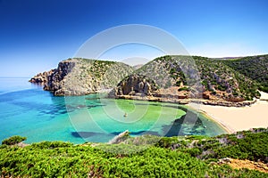 Cala Domestica beach, Costa Verde, Sardinia, Italy.