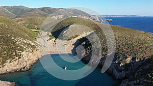 Cala Domestica beach, Sardinia, Italy. Sardinia is the second largest island in mediterranean sea. Sardinia, Cala Domestica beach