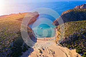 Cala Domestica beach, Sardinia, Italy. Sardinia is the second largest island in mediterranean sea. Sardinia, Cala Domestica beach