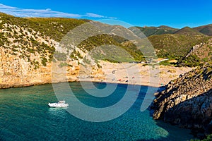 Cala Domestica beach, Sardinia, Italy. Sardinia is the second largest island in mediterranean sea. Sardinia, Cala Domestica beach