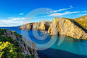 Cala Domestica beach, Sardinia, Italy. Sardinia is the second largest island in mediterranean sea. Sardinia, Cala Domestica beach