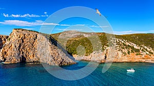 Cala Domestica beach, Sardinia, Italy. Sardinia is the second largest island in mediterranean sea. Sardinia, Cala Domestica beach