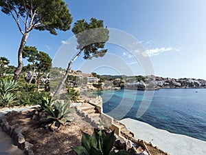 Cala Fornells and Platja Palmira beach in Peguera, Mediterranean Sea, Balearic Islands, Spain