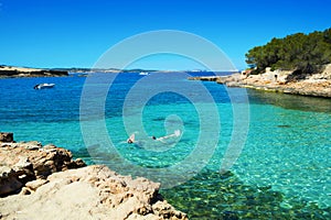 Cala Gracioneta beach in Ibiza Island, Spain