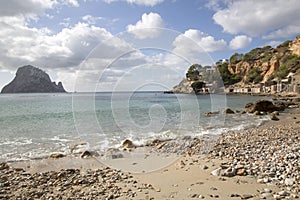 Cala Hort Cove Beach with Vedra Island, Ibiza