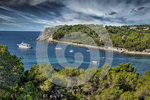 Cala Jondal beach in Ibiza - Balearic Islands- Spain