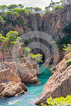 Cala Peix in thr Village of Sant Feliu de Guixols at Costa Brava in Catalonia,Mediterranean Sea,Spain