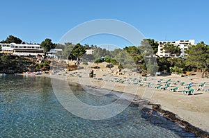 Cala Portinatx beach in Ibiza Island, Spain photo