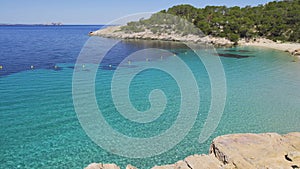 Cala Saladeta beach. Ibiza island, Spain.